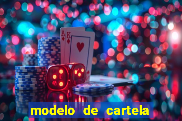 modelo de cartela de bingo em branco
